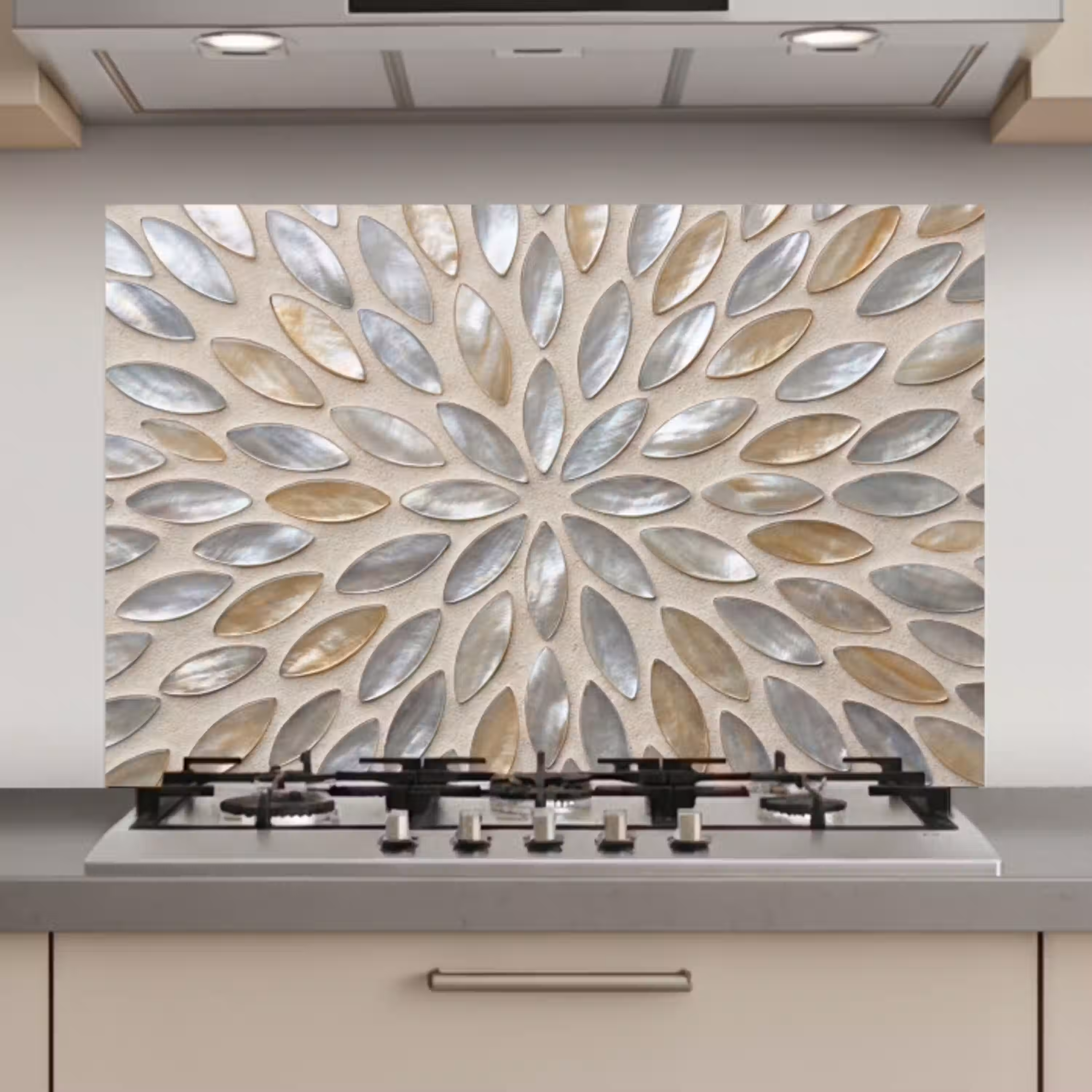 Patroon - Ovaal - Glanzend - Abstract - Beige keuken achterwand spatscherm klein -3d_website