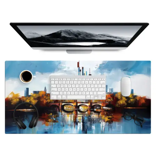 Bomen Frankfurt- Stad - Skyline - Brug Muismat XXL klein -3d