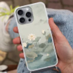 Lotus - Bloemen - Groen Hoesje iPhone 16 Pro Max met koord klein -sfeer3