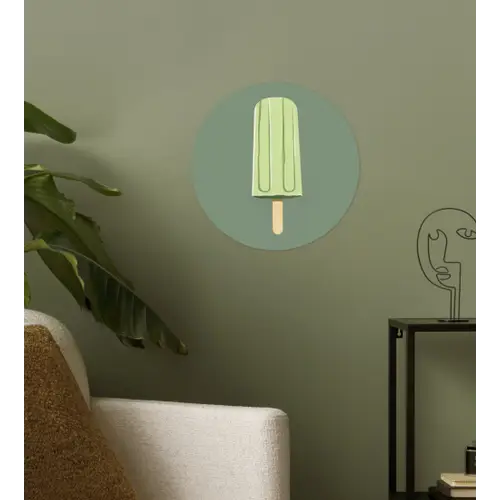 Groen - Waterijsje - Stokje - Illustratie Wandcirkel behangsticker klein -sfeer2