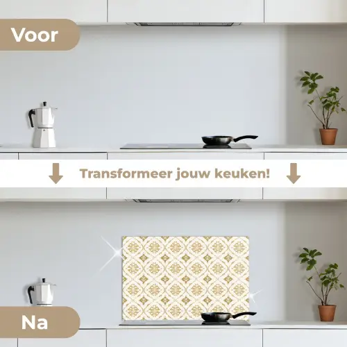 Ornament - Klassiek - Goud keuken achterwand spatscherm klein 900 -voor_na_NL