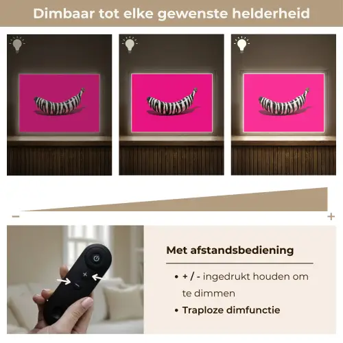 Banaan - Zebraprint - Roze Light Box met batterij (Wandlamp) middel -USP_dimbaarNL