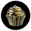 Cupcake - Eten - Goud - Zwart KitchenYeah - Keuken - Wandcirkel Forex klein -3d