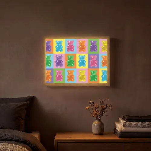 Art- Snoep - Kleurrijk Light Box met batterij (Wandlamp) middel -sfeer4