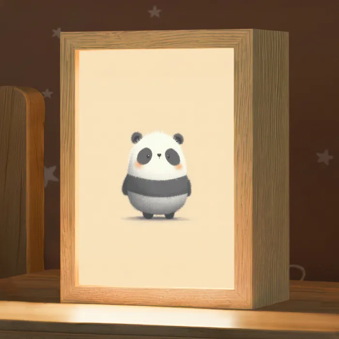 Panda - Beige - Minimalistisch Light Box met kabel klein -zzz_3d_website