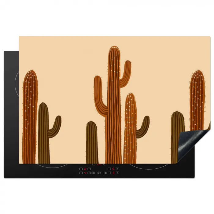 Cactus - Woestijn - Zand - Bruin Inductie beschermer vinyl 3mm klein -3d