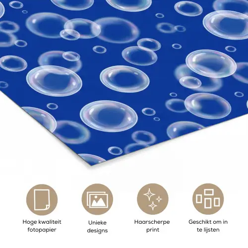 Bubbels - Patroon - Blauw poster papier klein -closeup_NL