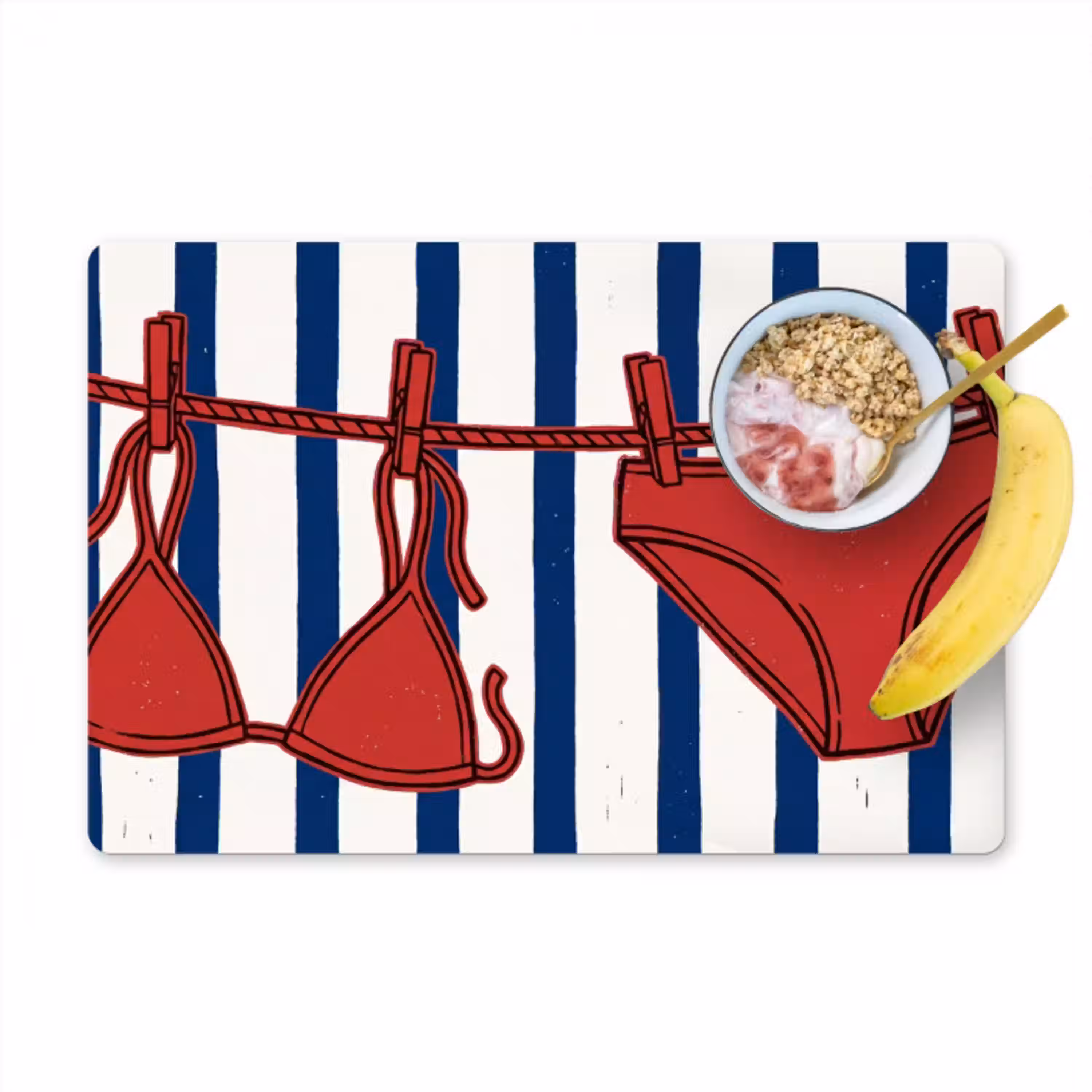 Badkleding - Waslijn - Zomer - Illustratie - Rood Placemat vinyl groot -zzzproduct_Kitchenyeah-website