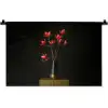 Rode - Bloemen - Vaas Wandkleed katoen klein -zz3d