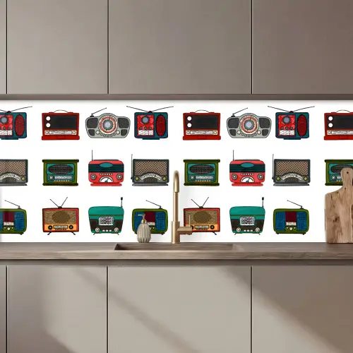 Retro - Radio - Design keuken achterwand 2 middel 871 zz_3dshopping