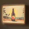 Bierfles - Zonsondergang - Palmbomen - Zee Light Box met batterij (Wandlamp) middel -z3d_website