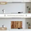 Hout - Planken - Bruin keuken achterwand spatscherm klein -voor_na_NL