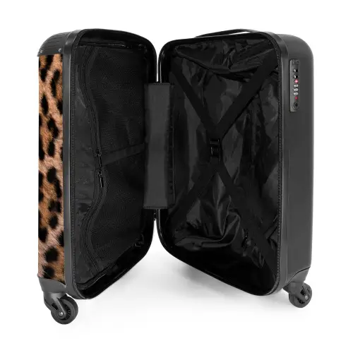 Panterprint - Dieren - Bruin NBS - Handbagage koffer - Unisex middel -binnenkant