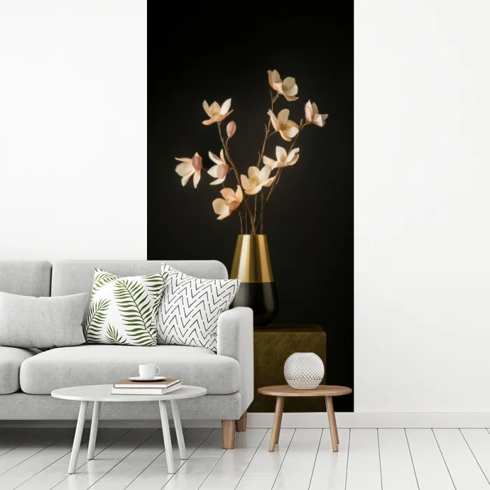Sierlijk - Boeket - Goud - Vaas fotobehang vinyl groot -woonkamer
