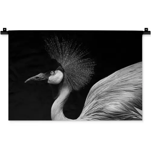Kraanvogel - Zwart - Wit - Vogel - Dieren Wandkleed katoen klein -zz3d