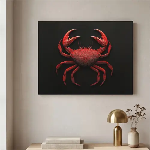 Krab - Rood - Vissen - Schaaldieren Textielframe - compleet frame klein -sfeer2