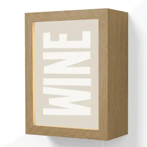Wine - Japandi - Vintage - Wit Light Box met kabel (Wandlamp) klein -3d