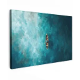 Bootje - Water - Blauw Tuinposter op houten frame 2 cm dik klein -3d