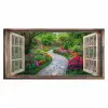 Doorkijk - Bloemen - Tuinpad - Natuur - Raam Muismat XXL klein -3d_leeg