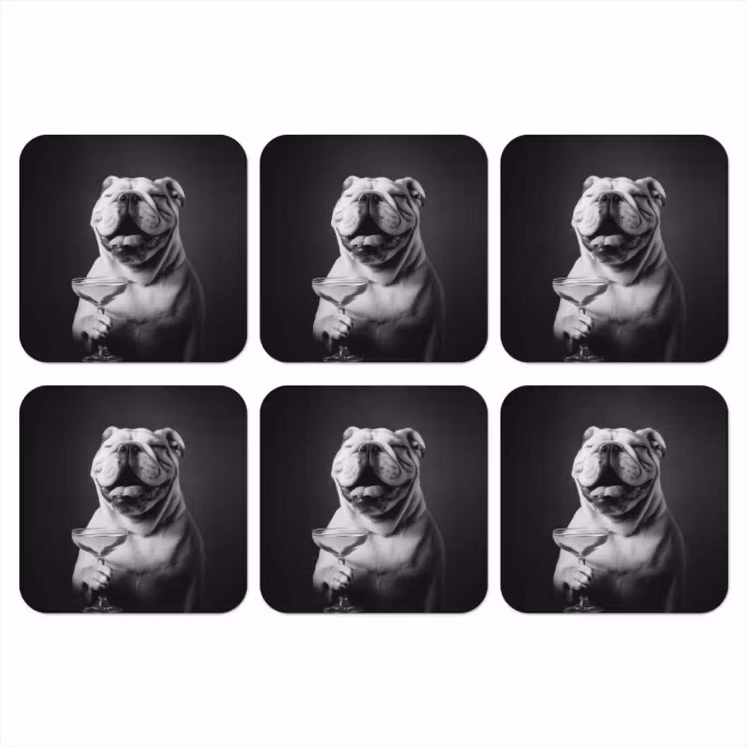 Onderzetter - Buldog - Hond - Glas