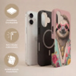 Luiaard - Bloemenprint - Bril - Roze Toughcase MagSafe Apple iPhone 17 klein -USP_Lagen_DE