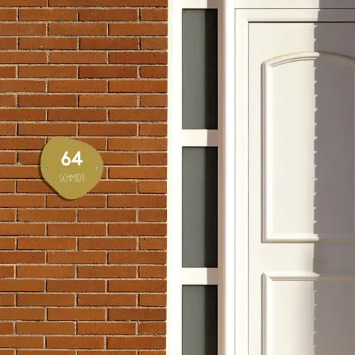 Okergeel - Modern Naambord Organisch middel -sfeer3