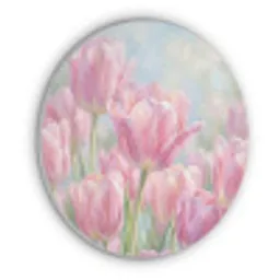 Tulpen - Veld - Lente - Roze Akoestische PET Vilt - Rond klein -3d