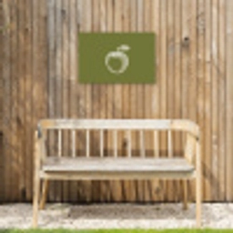 Lijntekening - Appel - Olijfgroen - Blaadje Tuinposter op houten frame 2 cm dik klein -sfeer4