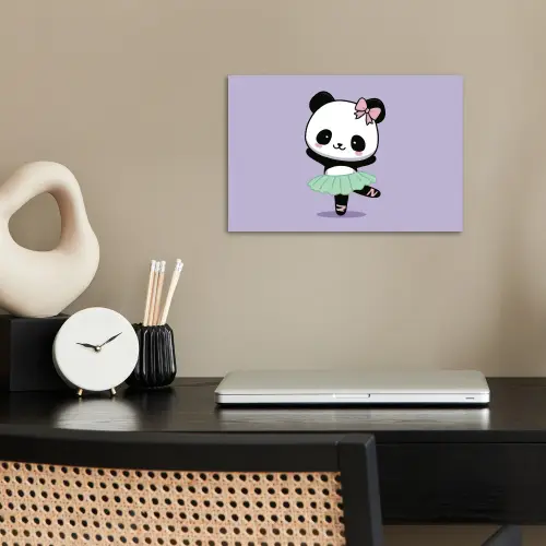 Dansende panda - Paars - Sierlijk - Kawaii poster papier klein -sfeer1