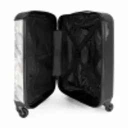 Grijs - Marmer - Gedetailleerd NBS - Handbagage koffer - Volwassenen Unisex middel -binnenkant