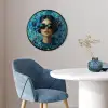 Vrouw - Bloemen - Vlinders - Blauw - Abstract Fotolijst rond zonder passe partout klein -sfeer2