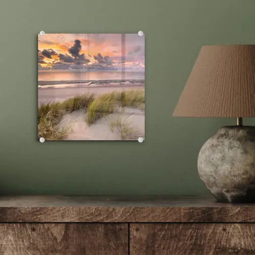 Zonsondergang - Duin - Strand - Planten - Zee plexiglas 5mm klein -sfeer3