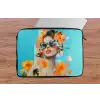 Bloemen - Vrouw - Zonnebril - Blauw laptophoes neopreen klein -tafel