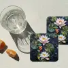 Glasstukjes - Leliebladeren - Vis - Oranje onderzetter kurk middel -sfeer4