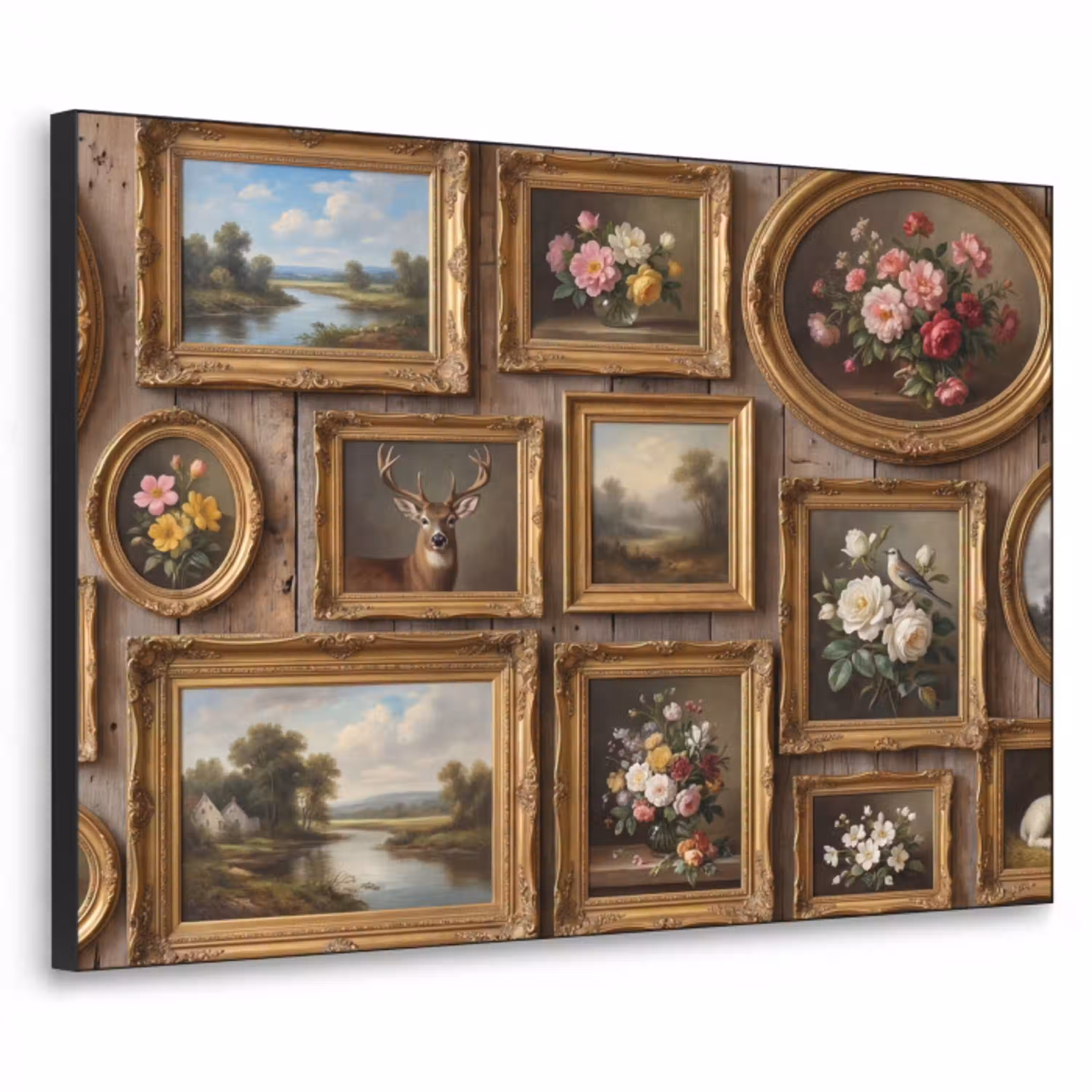 Bloemen - Rozen - Klassiek - Vaas - Kleurrijk Textielframe zwart klein -3d