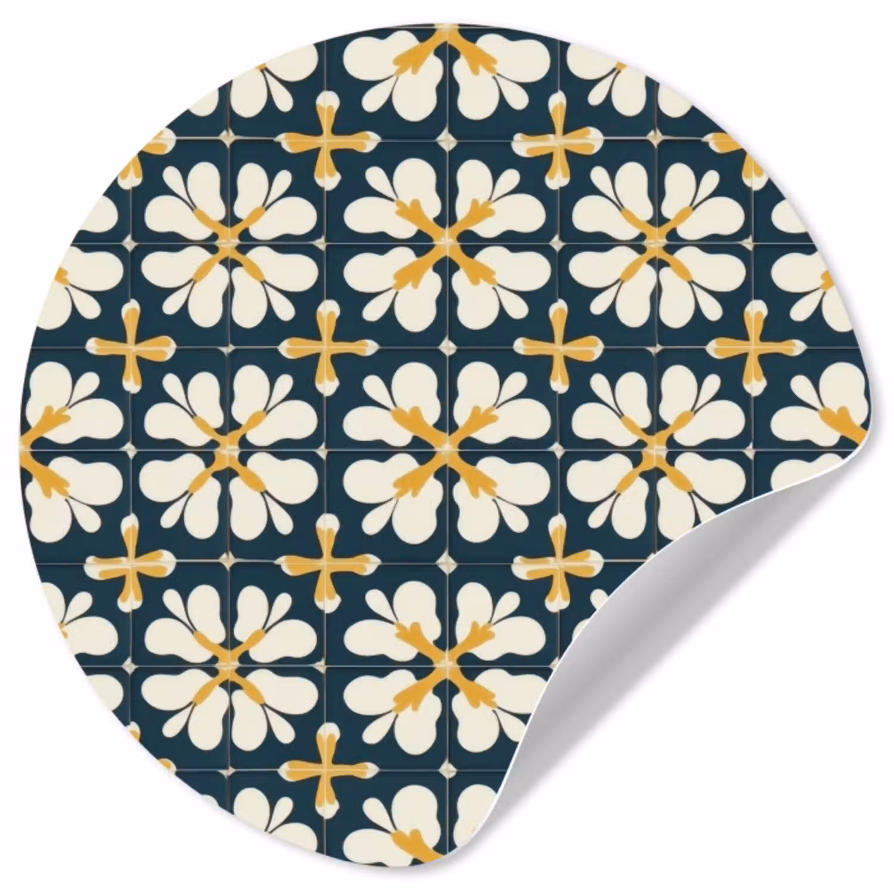 Motief - Tegel - Okergeel Wandcirkel behangsticker klein 186 -3d