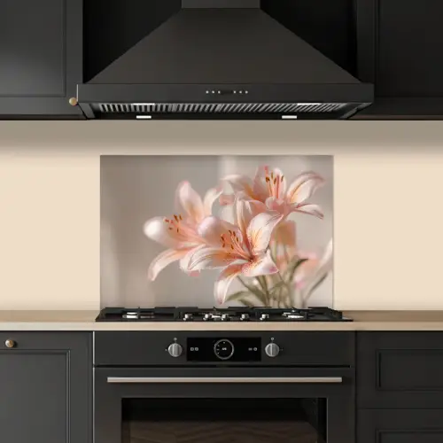 Lelies - Meeldraden - Roze - Wazig keuken achterwand spatscherm klein -sfeer1