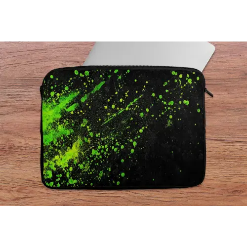 Gaming - Spetters - Groen - Chaotisch - Groen laptophoes neopreen klein -tafel