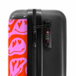 Abstracte smileyfiguren met hartogen op rood en roze NBS - Handbagage koffer - Vrouwen middel -slot