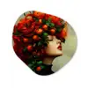 Vrouw - Appels - Rood - Bladeren Wandcirkel Organisch Aluminium middel -3d