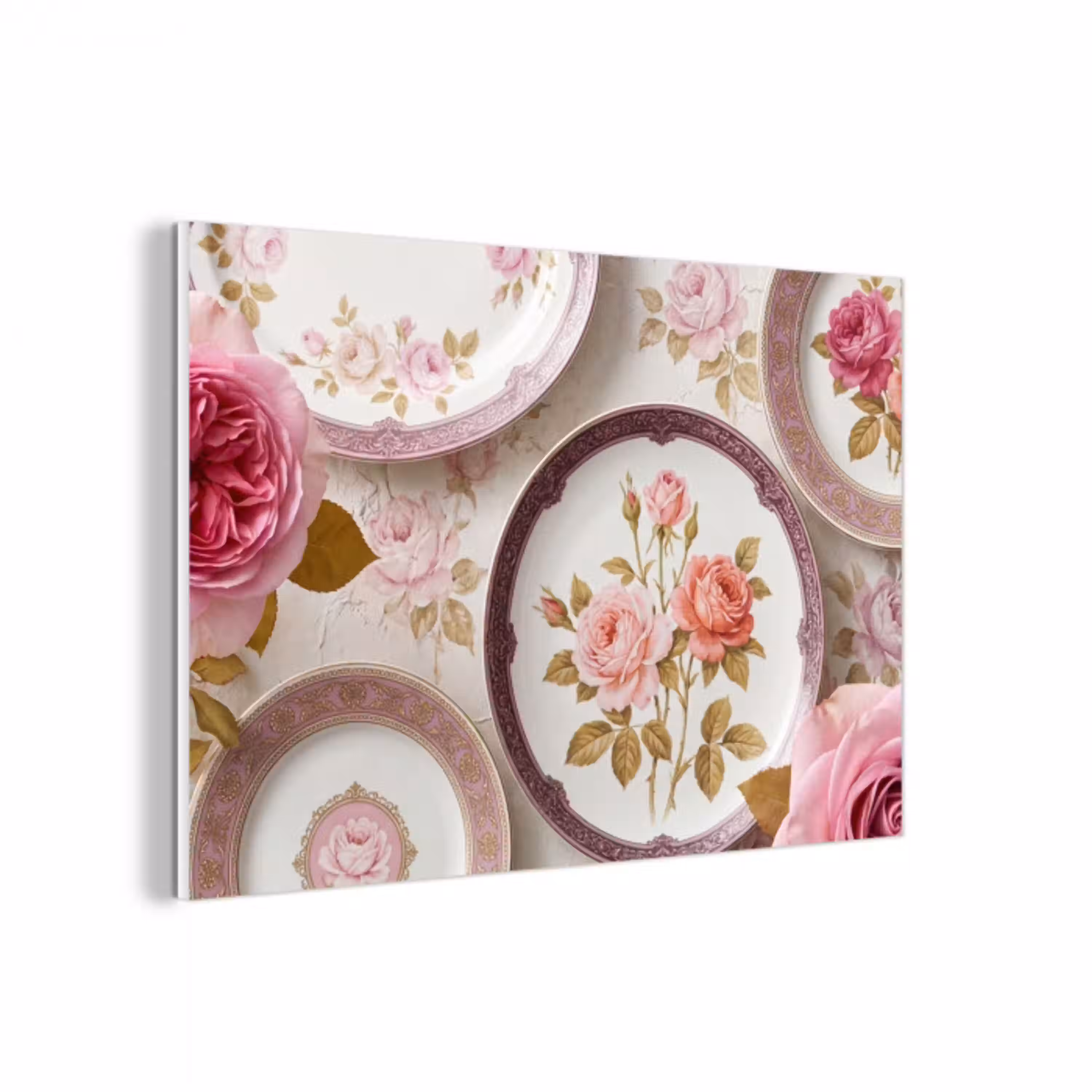 Bloemen - Patroon - Vintage - Roze - Decoratie forex 5mm xxl -3d
