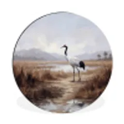 Kraanvogel - Natuur - Realistisch Wandcirkel aluminium klein -3d