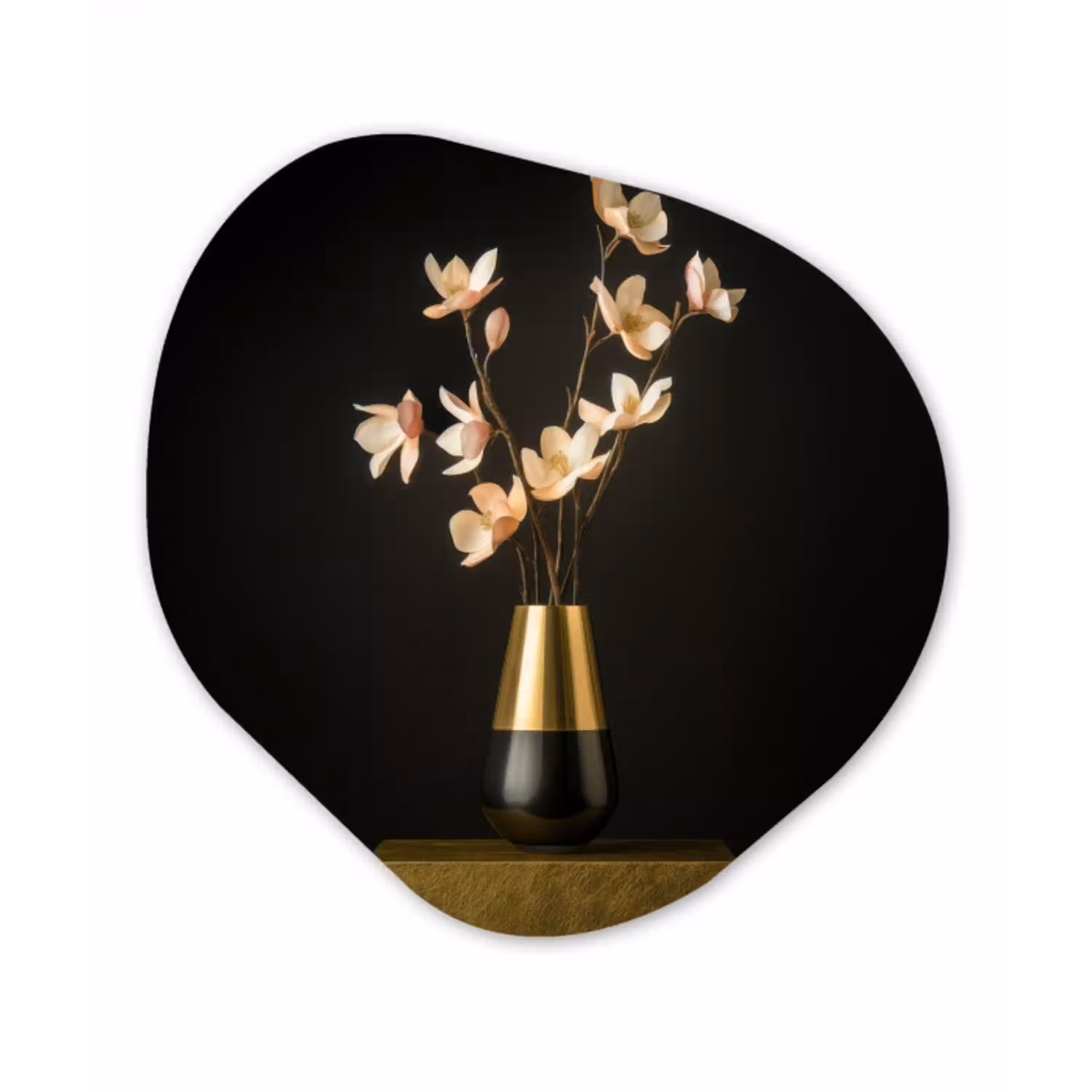 Sierlijk - Boeket - Goud - Vaas Wandcirkel Organisch Forex 3mm klein -3d