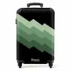 Zwarte achtergrond met trapsgewijze groene zigzagbanen NBS - Handbagage koffer - Kinderen Unisex middel -productfoto_recht