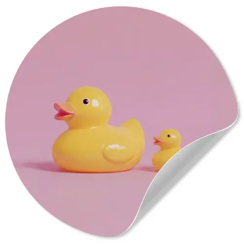 Eendjes - Vrolijk - Roze Wandcirkel behangsticker klein -3d