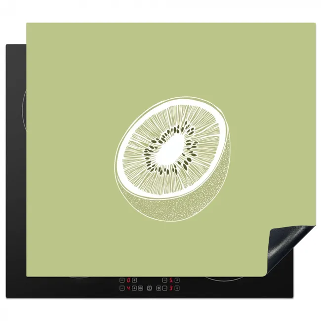 Kiwi - Lijntekening - Minimalistisch - Groen Inductie beschermer vinyl 3mm middel -3d