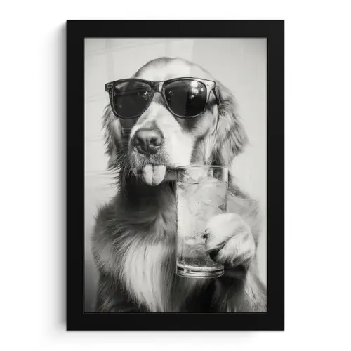 Golden retriever - Hond - Zonnebril - Gkas fotolijst zwart zonder passe partout klein -3d