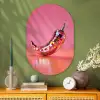 Peper - Disco - Rood - Glitter Wandcirkel Ovaal Glas middel -sfeer2
