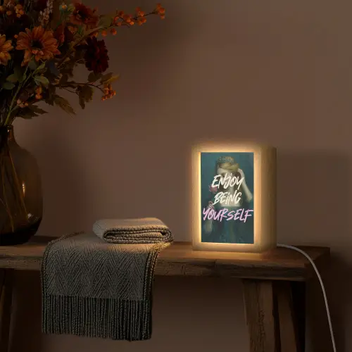 Vrouw - Roos - Quote Light Box met kabel (Tafellamp) klein -sfeer4