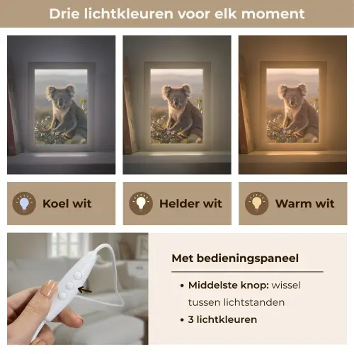 Koala - Bladeren - Ochtendlicht Light Box met kabel (Tafellamp) klein -USP_lichtkleurNL